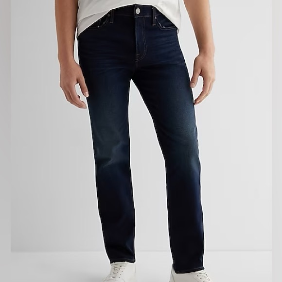 Express Men’s Slim Straight Dark Wash Hyper Stretch Jeans 30 X 30 - Picture 3 of 4